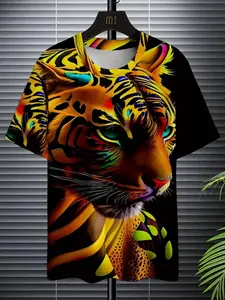 Men's Gold Snake 3D Print T-Shirt, Menswear, Fitted, Breathable Polyester Fabric, Short Sleeve Round Neck, Casual Summer Outdoor Wear, Casual Style Tee, Streetwear tiktokshopspringglowup
