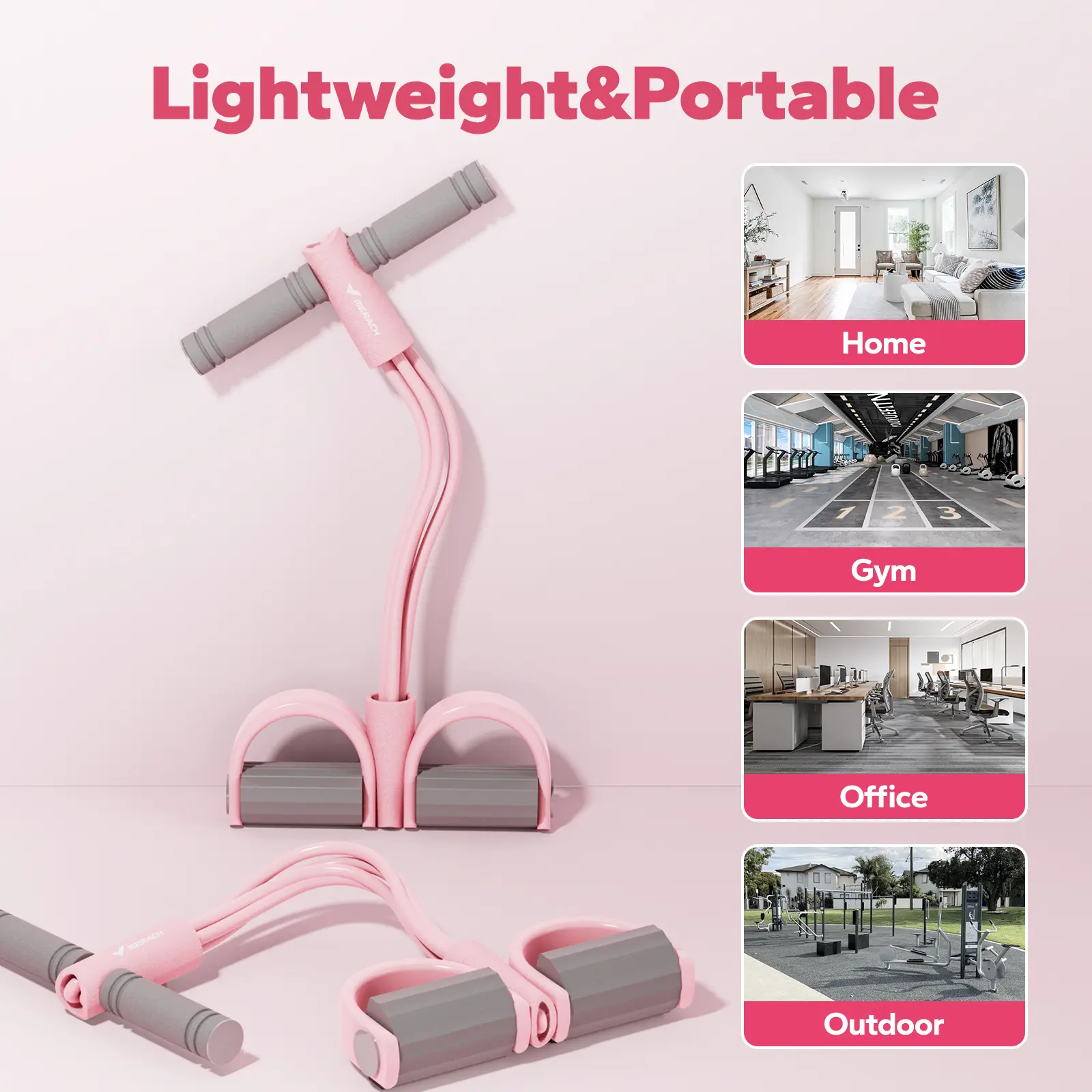 Lightweight portable resistance band for home gym office and outdoor workouts