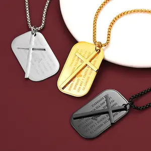 FaithHeart Religious Cross Necklace with Christian Father Dog Tag Pendant with Crucifix