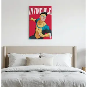 Retro Superhero Canvas Wall Art | Invincible Poster for Bedroom & Office Decor Invincible Mark Grayson Comic Poster | Premium Canvas Wall Art for Room Decor
