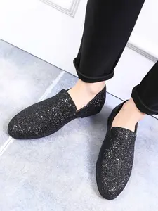 Men's Business Style Glitter Sequin Decor Slip on Loafers, Elegant Plain Loafers, Fashionable Comfortable Loafers for Daily Wear, Lightweight Breathable Shoes for All Seasons