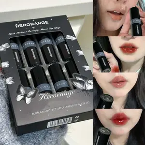 Herorange Butterfly Mirror Gloss Lipstick Set, 8 Pieces, Moisturizing Hydrating, Long-Lasting Non-Sticky, Waterproof Sweatproof
