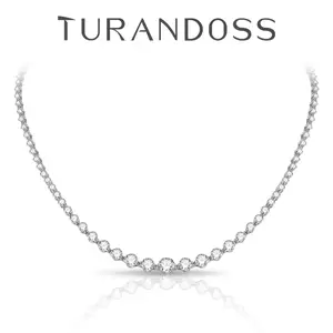 Turandoss Handcrafted Tennis Necklace in 14K Gold Plating | Graduated CZ Stones, Adjustable – Valentine’s Gift