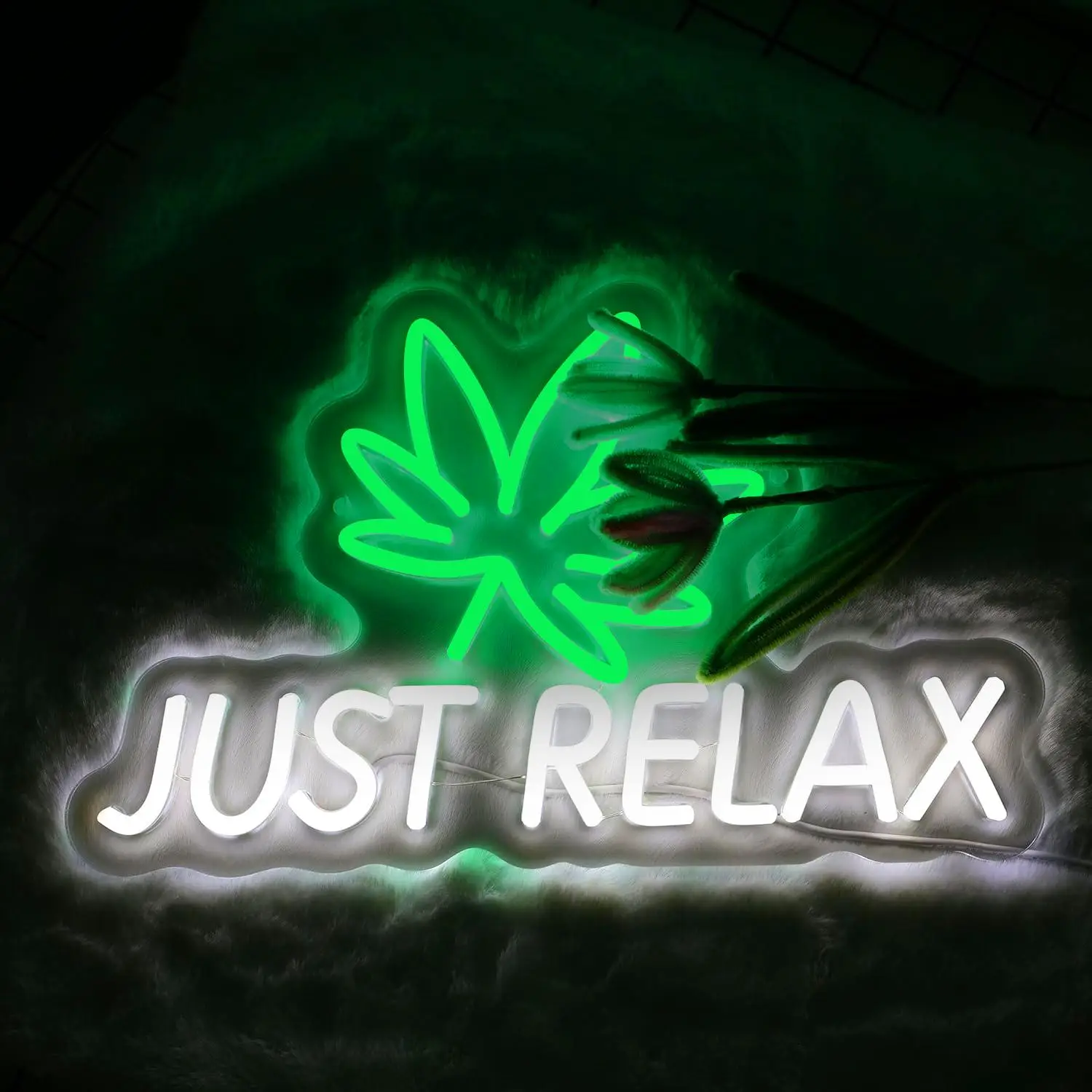 Creative Letter & Leaf Design Neon Sign, USB Powered Led Neon Light with Chain Hook & Switch, Decorative Hanging Light for Home Party Decoration