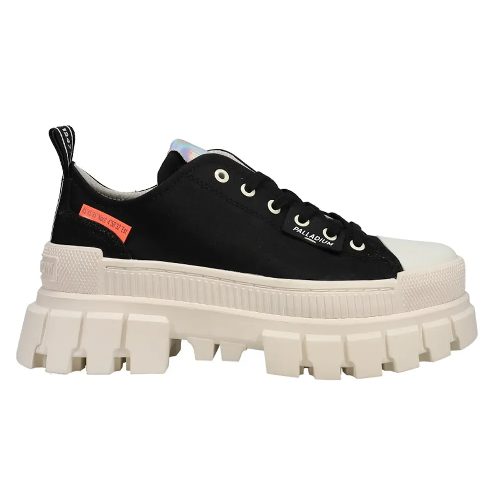 Palladium Womens Revolt Lo Tx Platform Lace Up Sneakers Shoes Casual - Black, Off White