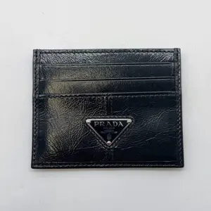 Pre-owned PRADA Calfskin Crossbody Bags Leather Silver Logo Card Holder PHCHA