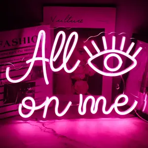 USB Powered Neon Sign, All Eyes on Me Neon LED Glowing Wall Mounted Home Lighting Decoration Lamp, Decorative Neon Sign for Girls Bedroom, Wedding Venue