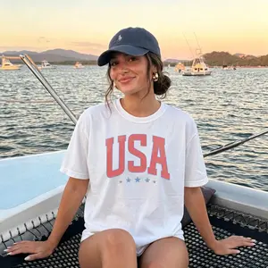 Retro America 4th Of July Shirt Preppy Fourth of July Tshirt Trendy Oversized USA Tee Aesthetic Patriotic Shirt