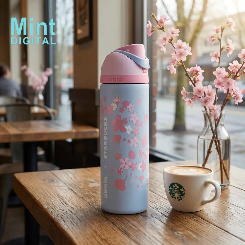 [Limited Edition] Owala Sakura FreeSip 24oz Water Bottle Limited Edition Stainless Steel Cherry Blossom Collector Gift