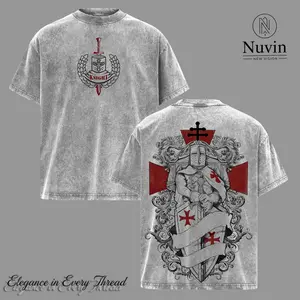 Knight Eternal Guardian T-Shirt, Medieval Dark Paladin Armor Graphic Tee, Vintage Washed Crusader Streetwear, Sacred Sword Warrior Aesthetic Oversized Unisex Top, Gothic Fantasy Shirt