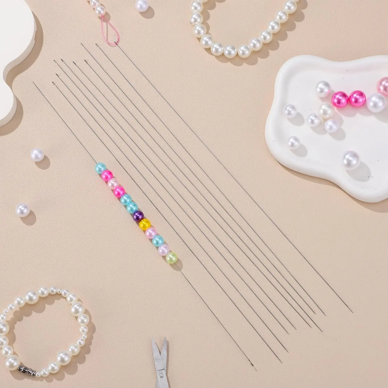 20pcs Handmade Jewelry DIY Tools, Durable Unbreakable Wide Bore Needle,Hand Sewing, Jewelry Stringing, Beadwork and Craft Accessories, Needles For Hand Sewing