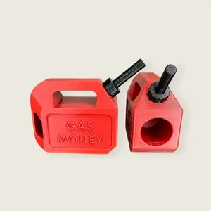 Gas Money Can Funny Gift College Gift Christmas gift Red Plastic Container with "GAS MONEY" Text and Black Spout Lightweight