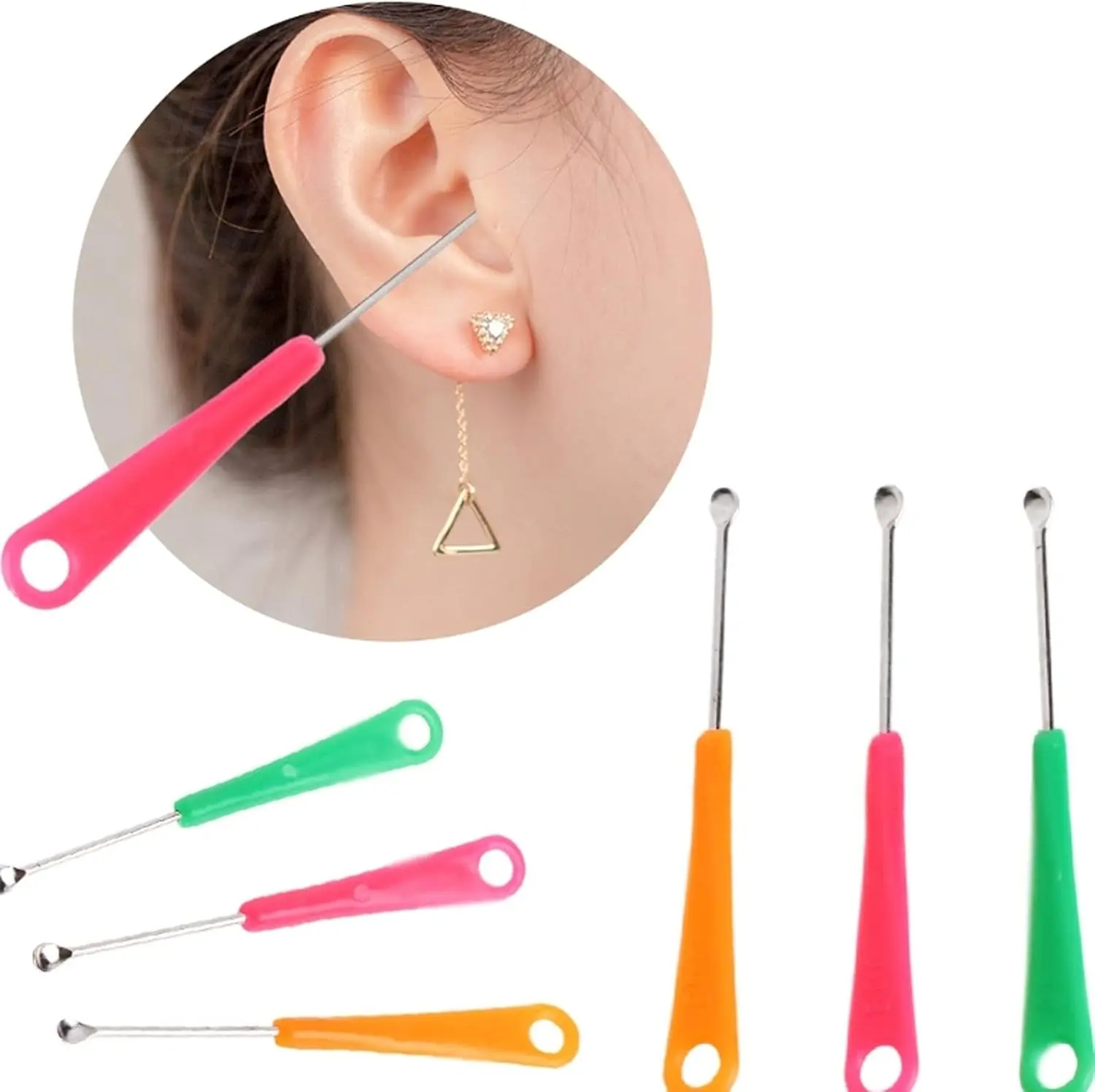 Metal Earpicks Toolset - 4pcs Earwax Removal Tools with Curette & Cleanser, Random Color Ear Care Spoon, Facial Beauty Accessory, Home Supply Gift