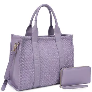 2025 Woven Quilted Tote & Wallet Set - Stylish Square Women's Bag Combo with Tote & Wallet, Spacious Design, Versatile for Daily Use, Trendy Look, Practical & Elegant Weave Style