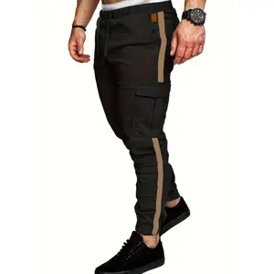 [Striped Track Pants] Active Striped Men's Pants | With Multi Pockets, Drawstring Joggers For Outdoor Activities Gift