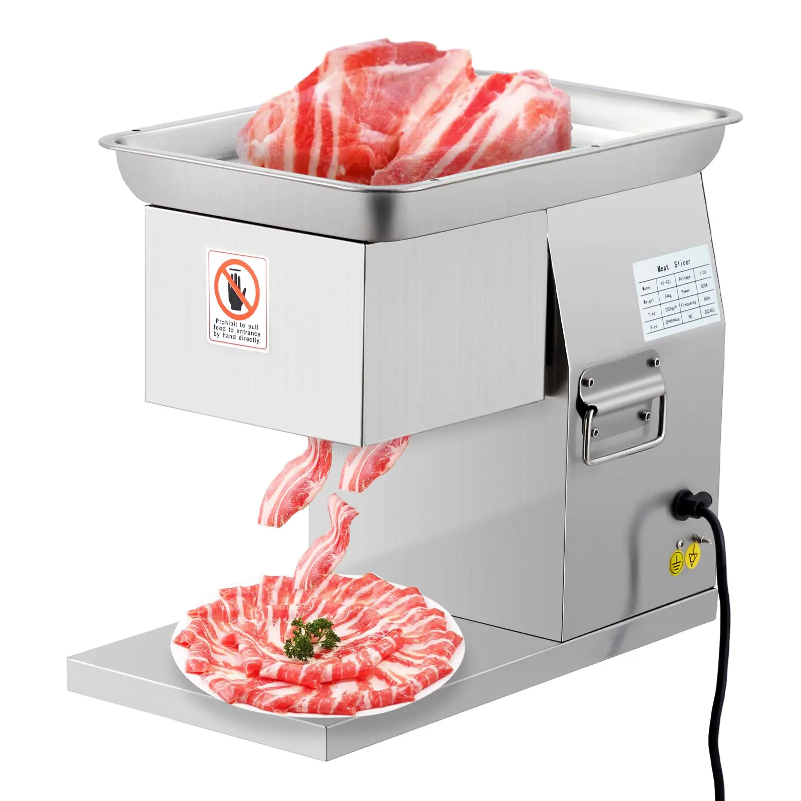 GARVEE Electric Meat Slicer - 800W Pure Copper Motor, Automatic Operation, Detachable Stainless Steel Blade, 3mm Adjustable Thickness, Commercial Kitchen & Restaurant