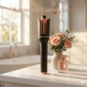 Glamour Automatic Hair Curler - Ceramic Bidirectional Curler with Negative Ions for Frizz Control, Dual-Temperature for Long Hair, 4 Temp Settings, 16MM-20MM Heat Conductor, Black Beauty Appliance - Attachment,summervibes