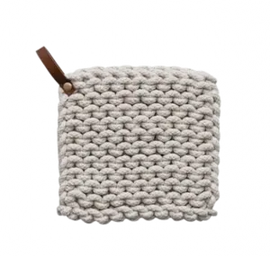 Crocheted Pot Holder Leather Loop