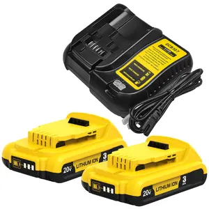3000MAH DCB206 Batteries&Charger  Replacement for DEWALT 20V MAX Battery Compatible with 20 Volt XR Lithium-ion POWER TOOLS