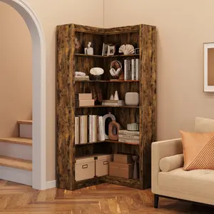 71.8" L-Shaped Corner Bookshelf with Anti-Tipping Kit, Large Tall Storage Bookcase for Living Room & Home Office