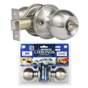 Constructor Chronos Privacy Door Lever Lock Set Knob Handle Set- Stainless Steel