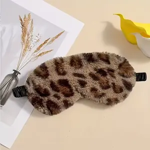 Sexy Leopard Print Plush Eye Mask, Elastic Adjustable Strap, Soft Breathable Fabric for Naps, Yoga, Travel, Shift Work, Unisex Night Sleep Mask