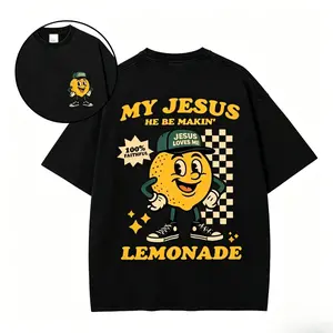 My Jesus He Be Makin' Lemonade Tee |   Vintage Cartoon Christian Tee,Retro Checkerboard Christian Streetwear