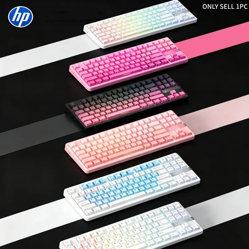Hp 87-Key Hot-Swappable Mechanical Keyboard, Wireless RGB Backlight, Long Battery Life, Comfortable Typing, DIY Keycaps, Gaming & Office Use, Custom Wireless Keyboard, Hot Swappable Keyboards