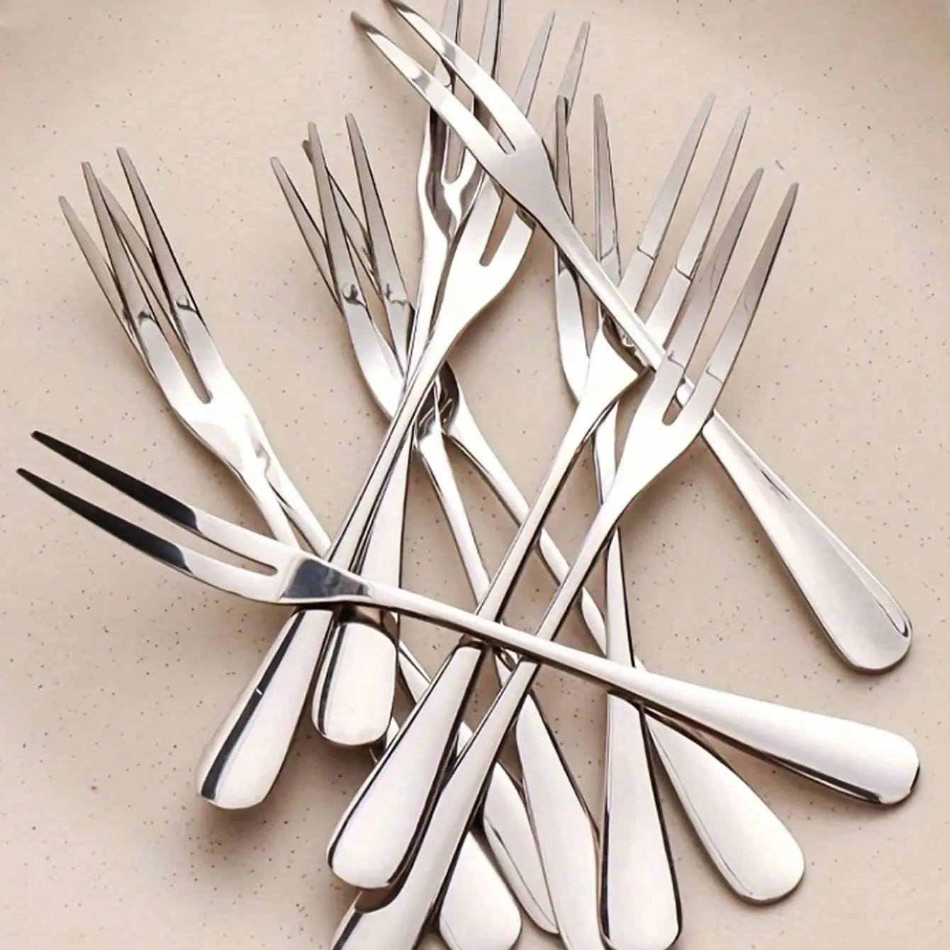 10/20 Piece Stainless Steel Fruit Fork Set, Ice Cream Dessert Fork, Modern Cake Fork, Reusable Salad Fork, Kitchen Utensils, Christmas Gift
