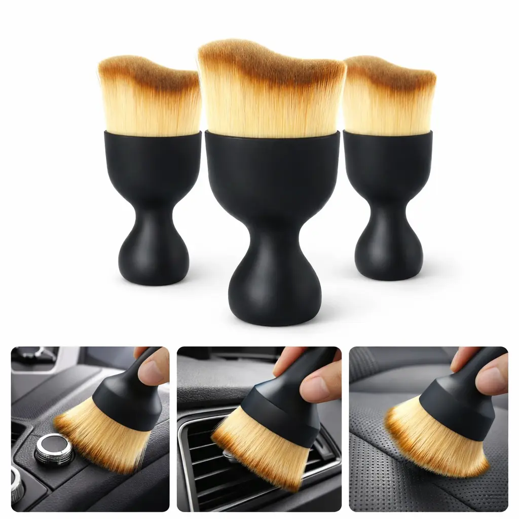Car Interior Cleaning Brush Car Duster Interior with Ultra Soft Bristles Auto Detailing Brushes Dusting Car Accessories for Dashboard, AC Vents, Leather, Scratch-Free (3Pack)