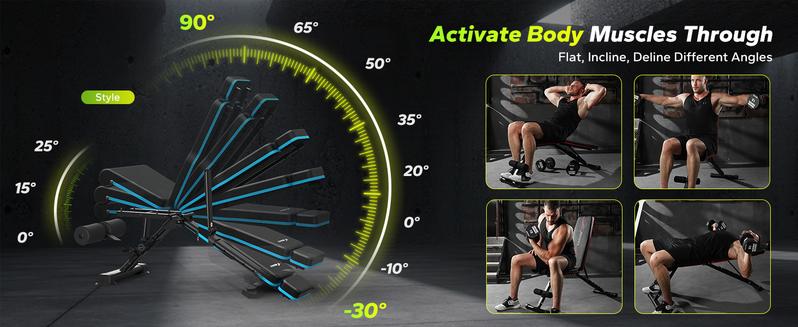 Merach Weight Bench, Foldable Weight Benches for Home Gym with 990 LBS, Adjustable Weight Bench with 72 Training Angles, Incline Bench Press for Full Body, TikTokShopBlackFriday