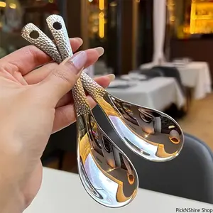 2PCS Stainless Steel Spoon Set Large Capacity Mirror Polished Dessert Fruit Spoon Durable Kitchen Cutlery for Home Dining Daily Tableware Use
