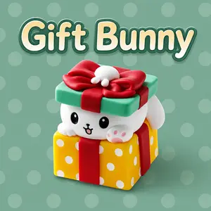 Gift Bunny Cute Keycap, Single Piece, Custom Resin Mechanical Keyboard Keycap, For ESC Key Position, Compatible with Mechanical Keyboards, Perfect Best Gift for Family and Friends