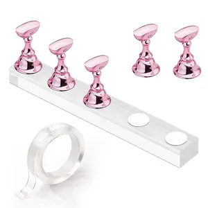 Makartt Nail Stand for Press On Nails Display Practice Art Magnetic Fake Nail Holder for Painting Nails Stand for False Nail Designs with Double-sided Tape for Home DIY Beginner Salon Supplies Nail Art Nail Care