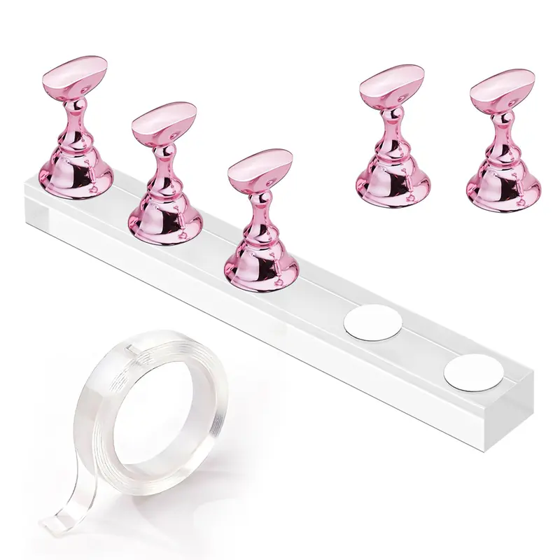 Makartt Magnetic Fake Nail Stand - Essential Tool for Every Artist, Adults - Nails Supplies with 1m Double-Sided Tape, Comfortable Grip for Acrylic Manicure Practice, Home/Salon Use