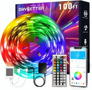 LED Strip Lights 100 ft, Smart Light with App Remote Control, RGB LED Lights for Bedroom, Music Sync Color Changing Lights for Room Home Decor Party Festival(1 Roll) 100ft ledlights