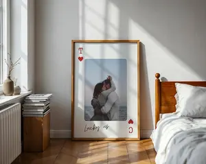 How Lucky Are We Print, Personalized Couple Photo Playing Card Poster, Romantic Valentine’s Day Gift, Anniversary Gift for Him Her, Custom Love Wall Art Decor