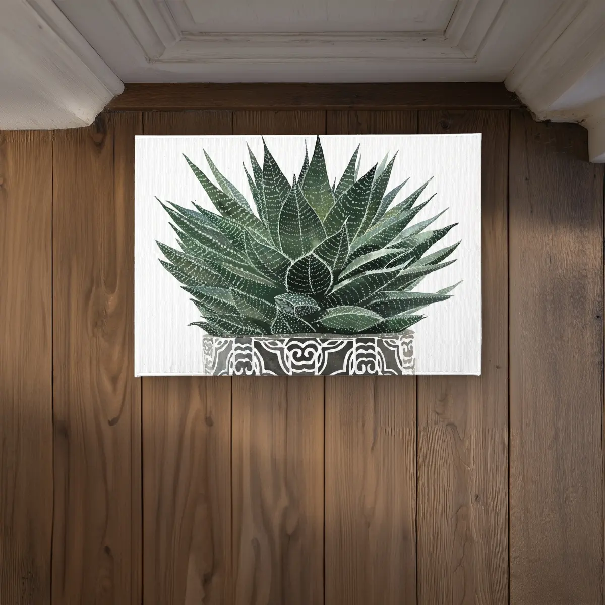 360 Stand CODM1724WRC3X7 17x24 in. Striped Leaf Zebra Plant Succulent Indoor-Outdoor Polyester Loop Face Floor Mat, Home Decor Decorative Rug