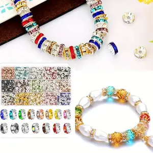 1Set Rondelle Spacer Beads for Jewelry Making, 900Pcs 8mm Rhinestone Spacer Beads Crystal Bead Spacers for Bracelets, Focal Beads for Pen