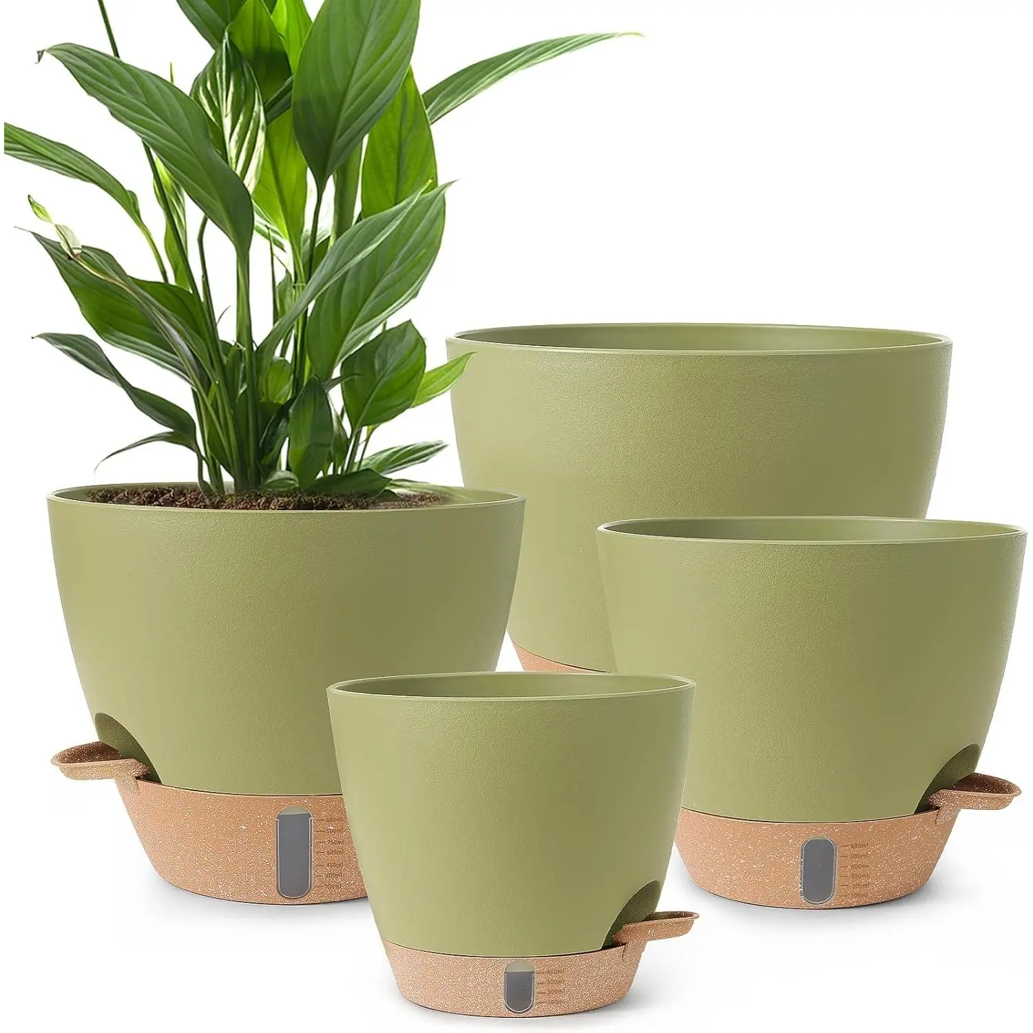 Plant Pots,12/10/9/8/ Inch Large Plastic Self Watering Flower Pots Indoor  Outdoor with Drainage Holes, Deep Reservoir,Nursery Planting Pot for Indoor  Out Door Plants - TikTok Shop