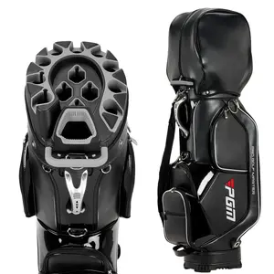 PGM Golf Cart Bag 14 Way Organizer Divider Silent Top Waterproof Bag/Black PU leather