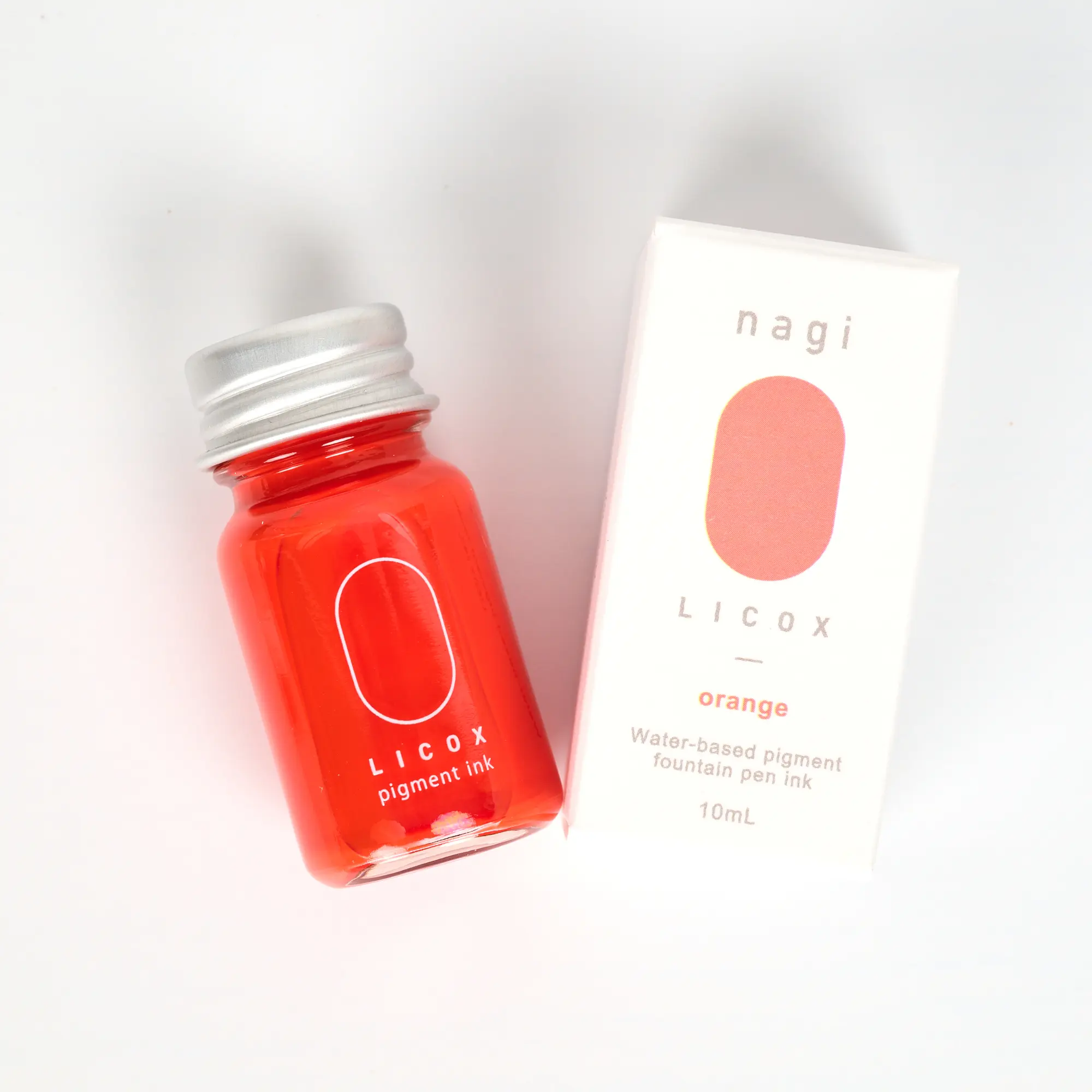 LICOX Nagi Water Resistant Pigment Fountain Pen Ink Orange (10ml) | Japanese Bottled Ink for Journaling