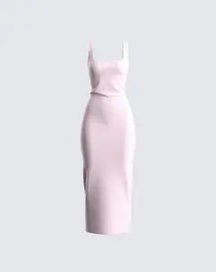Rai Pink Rib Knit Midi Dress
