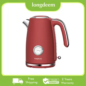 Retro Electric Tea Kettles 1500W for Boiling Water, 1.7L Stainless Steel Hot Water Boiler with Automatic Shut Off & Boil-Dry Protection, BPA Free