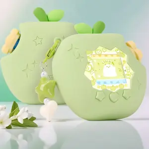 Apple Case for Tamagotchi Paradise, 4-iaradisen-1 Shockproof Silicone Protective Cover Kit with Faceplate, Flower Dial Cap & Charm, Kawaii Accessories for Girls & Adults (Green)