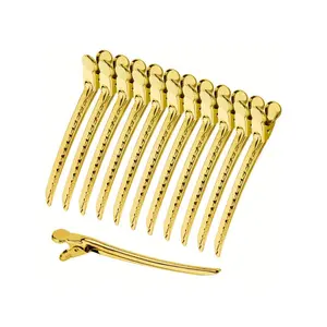 12pcs Stainless Steel Hair Prong & Duckbill Sectioning Clips - Professional Salon & Home Use Barrettes for Secure Grip, Damage-Free Styling, All Hair Types, Hair Clips