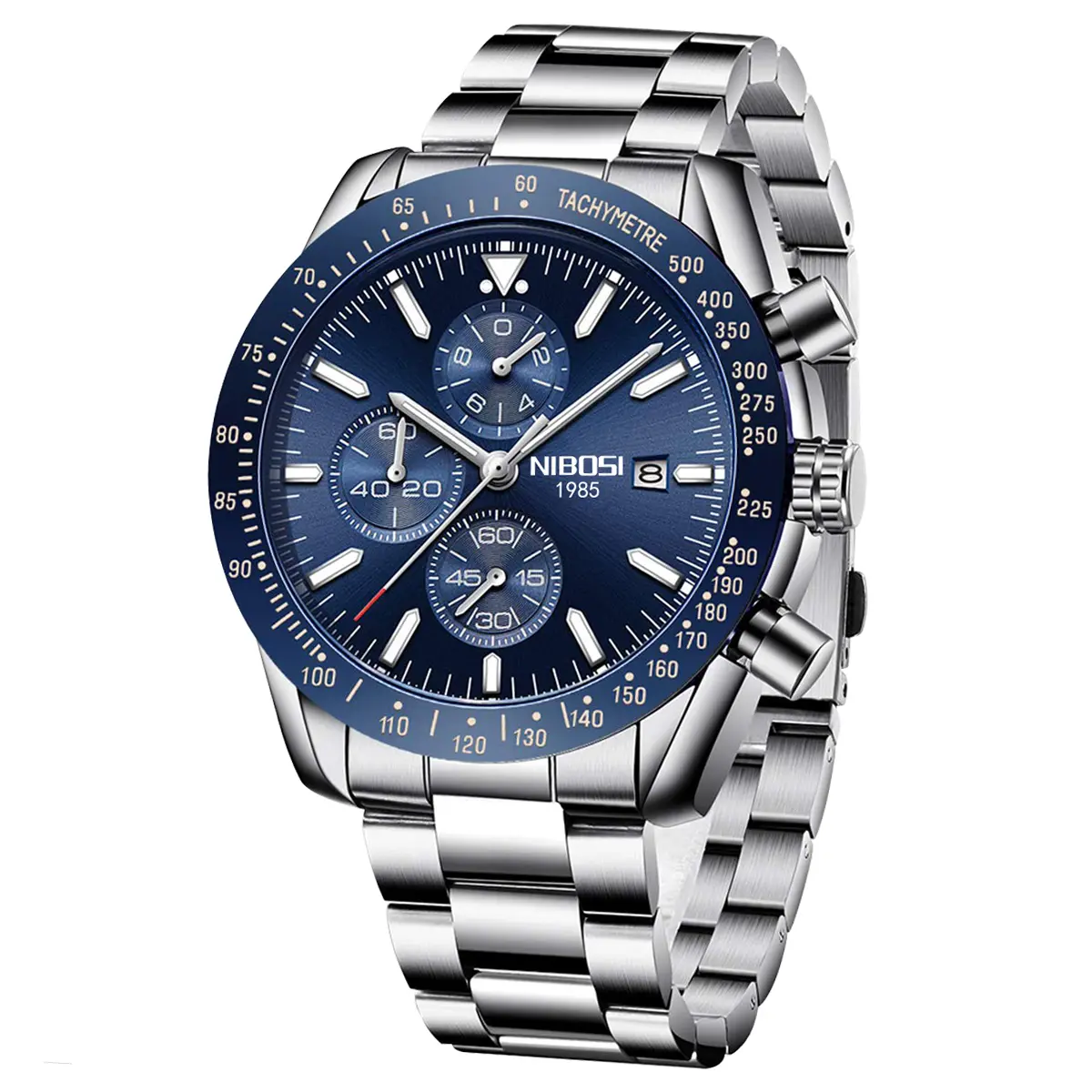 NIBOSI Men's Chronograph Quartz Watch - Sporty, Long-Lasting, Precision, Self-Luminous, Water-Resistant, Luminous Date Display, Stylish Casual Timepiece, Classic Elegant Gift for Men, Sporty Quartz Watches, Chronograph Quartz Watches