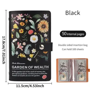 A6 Multifunctional Finance Wallet with PU Leather Cash Envelope, Includes 50 Storage Pockets for Cash Savings & Budget Planning, Monthly Budget Planner
