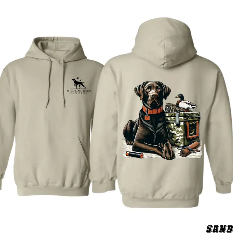 Wild Southern Outfitters Duck Hunting Hoodie, Chocolate Lab Retriever Graphic Hooded Sweatshirt, Waterfowl Hunter Outdoor Apparel,Outdoor Country Lifestyle Apparel, Waterfowl Unisex Outfit, Gift for Duck Hunters