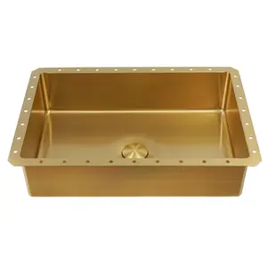 21.65*14.96*5.31in Bathroom Sink Large Capacity Undermount Bathroom Wash Sink with Sound-absorbing Mat Rectangular Sink Gold